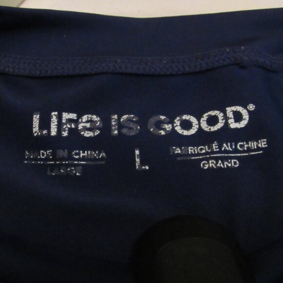 Life is Good Blue Performance LS Tee Lob Star Size Large Poly/Spandex Blend EUC - Picture 6 of 9